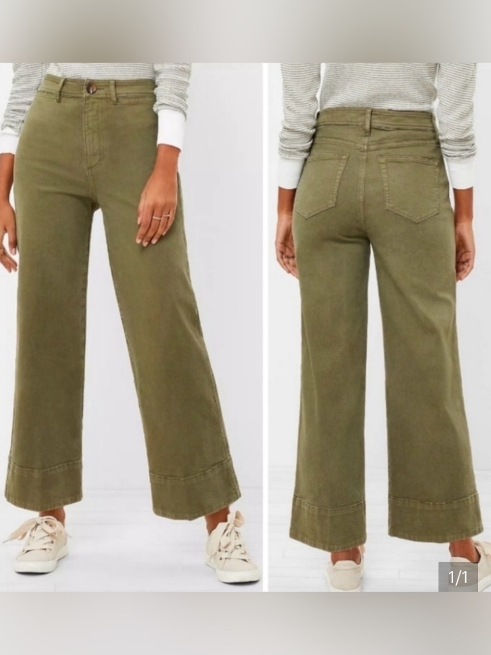 loft high waist wide leg olive green jeans